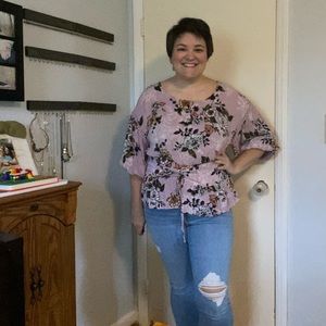 Floral Tie Peplum Top